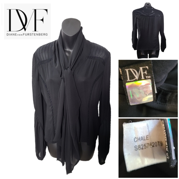 DVF CHALE BLACK SILK TOP - Picture 2 of 7